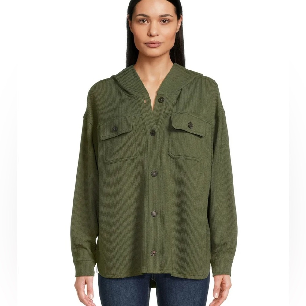 Forest Green Ribbed Hoodie